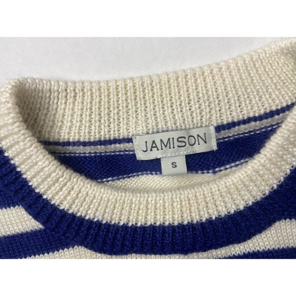 JAMISON Striped Tiger Face Knit Sweater Crew Neck Long Sleeve Size S - Picture 3 of 11